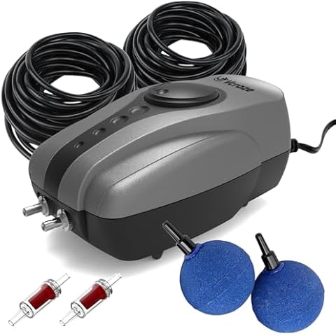 VCRAZE Pond Aerator Pump Pond Aeration Kit with Check Valves Air Stones Airline Tubing, All-in-1 Pond Deicer Pond Air Pumps for Outdoor Ponds up to 1000 Gallon Cover