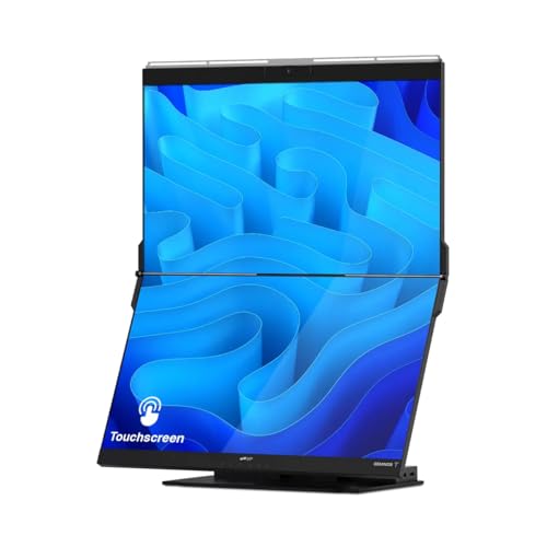 Image of Mobile Pixels 2026 Geminos-T Dual 24 inch Stacked Computer Monitors with 1080P Webcam and Speakers, Vertical Desktop Monitor, Plug and Play, HDMI /USB-A /USB-C (Touchscreen)