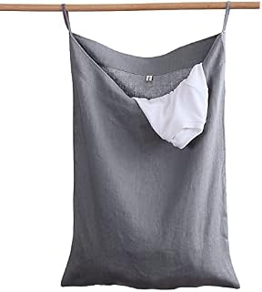 Amazhiyu Hanging Laundry Hamper, 100% Linen Multi Use Door Hanging Laundry Hamper Bag, 19x27 Inches,Purple