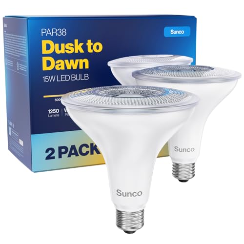 Sunco 2 Pack PAR38 LED Flood Light Bulb, Dusk to...
