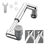 Prolunga Rubinetto per Cucina e Bagno 1440° Rotante, Aeratore Universale con Adattatori G1/2, M22, M24, Erogatore Estensibile Flessibile con 2 Modalità Getto, Filtro Antispruzzo in Ottone(Cromo)
