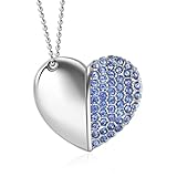 USB 2.0 Flash Drive,Cute Romantic Heart Shape USB Memory Stick,Thumb Drive for Photos, Music, Files Storage (Blue, 32, GB)