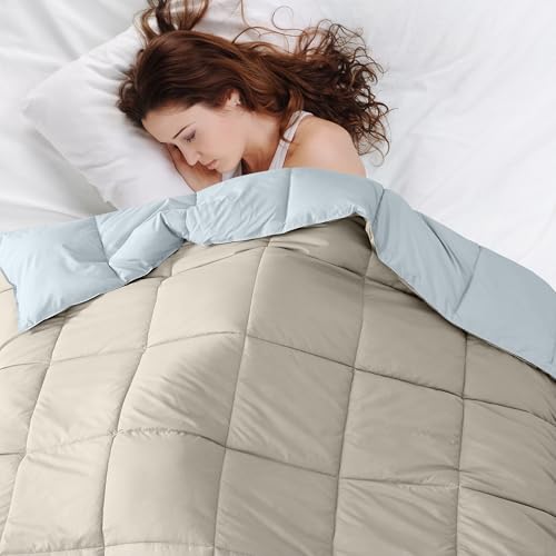 Image of Modern Threads Down Alternative Reversible Comforter Beige /Light Blue Queen