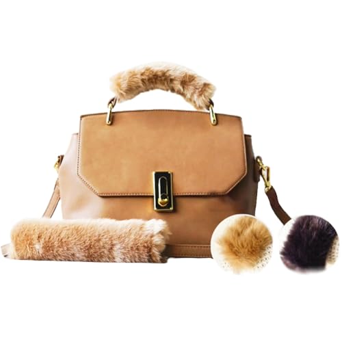 チャコールグレー No.209 バッグの持ち手をオシャレにするファーハンドル 色が選べる!2個セット / 国産 エコファー 丁寧 オシャレ 千葉県