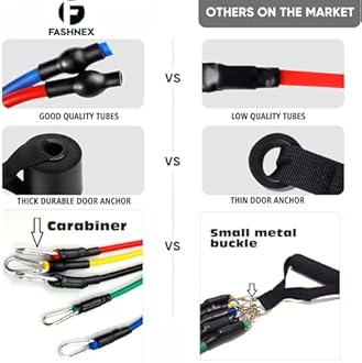 Fashnex Resistance Bands Set for Exercise, Stretching and Workout Toning Tube Kit with Foam Handles, Door Anchor, Ankle Strap and Carry Bag for Men, Women (100LB)