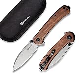 SENCUT Scepter Flipper Pocket Knife, Lightweight Liner Lock Cuibourtia Wood Hanle Folding Knives Wit