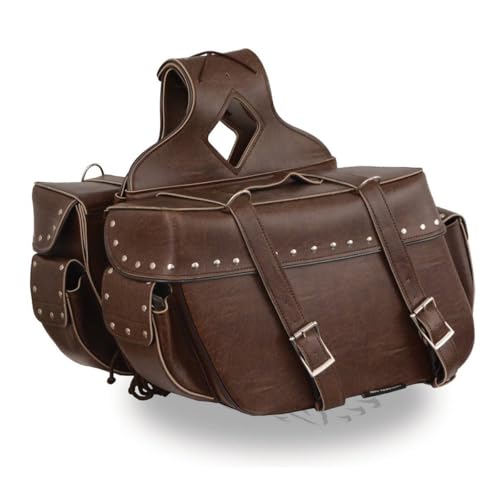 Image of Milwaukee Leather Studded Throw-Over Motorcycle Saddlebags - Synthetic Leather - Universal Fit - Zip-Off - Large