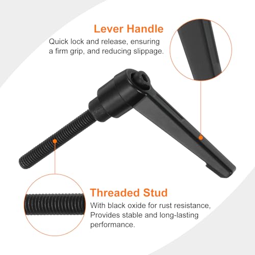 Image of uxcell 4Pcs M6 x 40mm Adjustable Knobs Handle Male Thread Push Button Ratchet Quick Release Locking Rotating Bolt for Lathe Machinery, Black