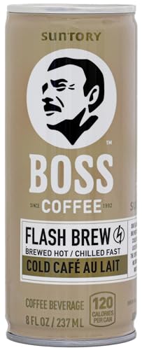 BOSS Coffee by Suntory - Japanese Flash Brew Coffee with Milk, 8oz 12 Pack, Imported from Japan, Au Lait, Espresso Doubleshot, Ready to Drink, Contains Milk, No Gluten