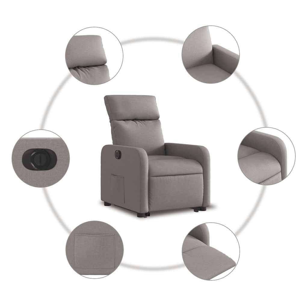 Sillón elevador eléctrico reclinable, color pardo, 110 kg