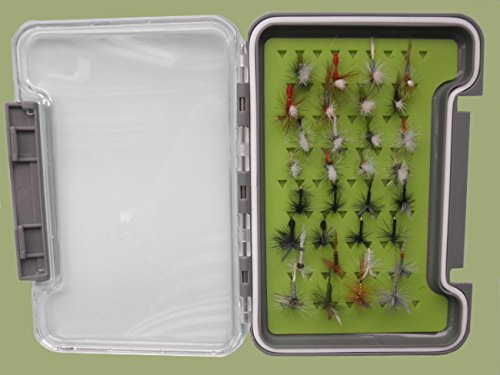 Dry Trout Flies, 32 Per Box mixed Parachute, Klinkhammer & Traditional Dry Flies Silicone Insert Box - Named flies