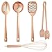 5-Pack Cooking Utensil Set - Rose Gold Copper Kitchen Supplies Spatula, Slotted Spoon, Balloon Whisk, Food Tongs, Salad Tongs