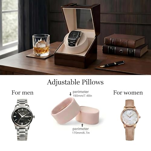 Image of Automatic Watch Winder, Ultra-Quiet Motor (<10dB), Single Watch Winder Box with AC & Battery Power, Hand-Polished High-Gloss Piano Finish, Luxury Watch Winder for Men, Fits Most Automatic Mechanical Watches