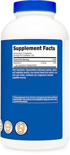 Image of Nutricost Magnesium Glycinate Capsules (210mg) 360 Capsules | Magnesium Glycinate Supplement for Gentle Absorption