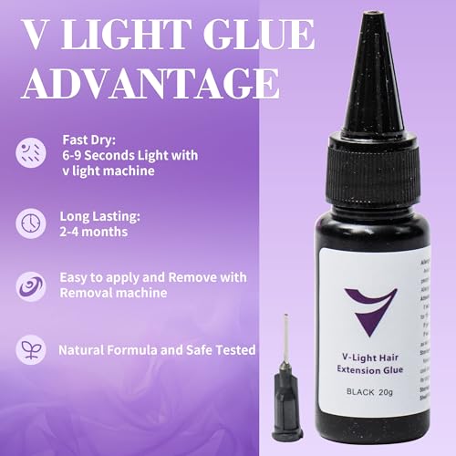 Generic V-Light Hair Extensions Kit, V Light Hair Extensions Lamp*1 V Light Hair Extensions Kit Glue*2 Uv Light Hair Extension Remover*1 V Light Hair Extensions Set For Salon Or Diy At Home