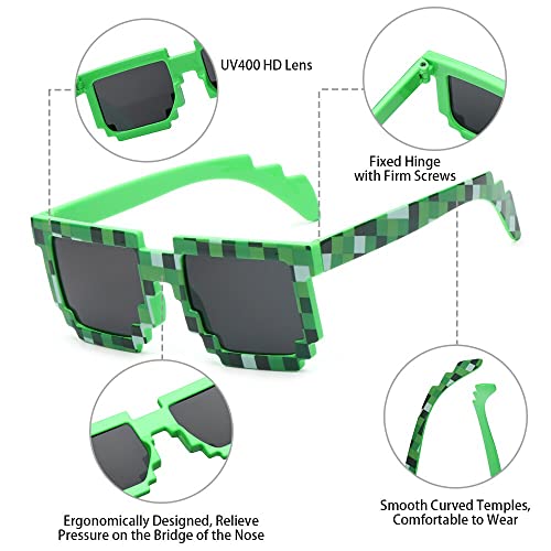 Image of Check Sunglasses Pixel Gangsta Life Funny Novelty Shades With Box Packing (CHECK-GREEN)