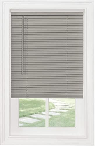 PowerSellerUSA Cordless Window Blinds, Privacy & Light Filtering 1" Slats Vinyl Mini Blind, Anti-UV Window Treatment, Fits Windows 18" - 72", Gray, 32" (Width) x 64" (Length)