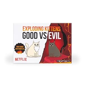 Exploding Kittens Good vs. Evil – 55 Cards Inspired by The Netflix Series – Elevate with New Characters – Funny Card Games for Adults and Kids, Easy to Learn Family Games – Ages 7 and Up