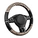 Road Comforts Leopard Steering Wheel Cover - Made with PVC Leather Cheetah Print - Anti-Slip, Universal Fit 14 1/2 inches to 15 inches - Black