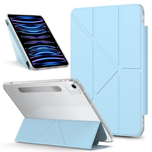 Coque iPad Pro 11 magnétique transparente : protection fine antichoc haut de gamme bleu clair