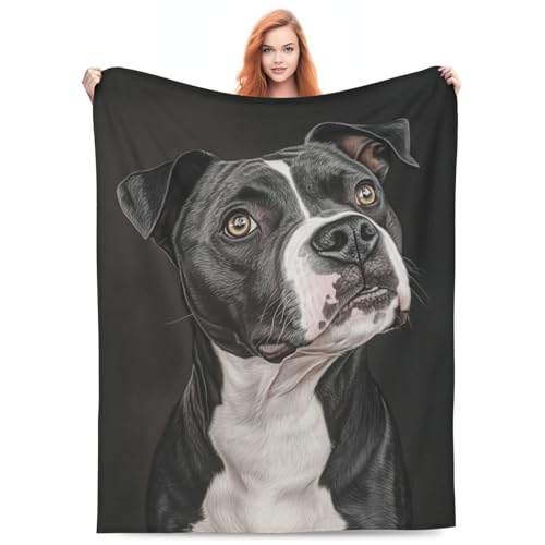 PXLNJHO Staffordshire Bull Terrier Blanket Gifts for Women Men Adults Dog Lovers, Animal Plush Fleece Throw Blankets, Cozy Soft Warm Bedding Decor for Sofa Living Room Travel 50"x60"