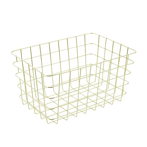 Box Sweden Large 38x26cm Wire Storage Basket Kitchen/Bathroom Organiser Gold