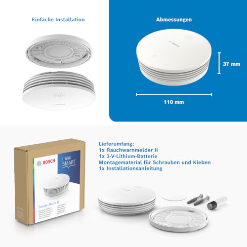 Bosch Smart Home Rauchwarnmelder II, Smarter Rauchmelder mit Sirene & App-Alarm, vernetzter Brandschutz im ganzen Zuhause… – Ansicht 3