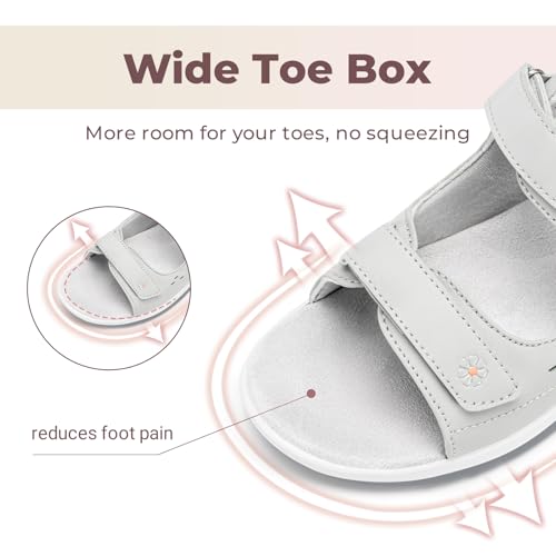 Image of FitVille Diabetic Sandals for Women Wide Width, Open Toe Orthopedic Wide Sandals for Women with Adjustable Straps and Arch Support for Bunions, Plantar Fasciitis, Swollen Feet