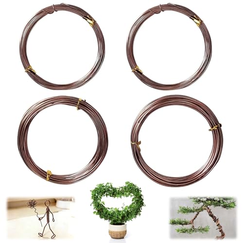 Spetsbst Fil pour bonsaï 4 tailles au total, 40 m au total (40 m marron)