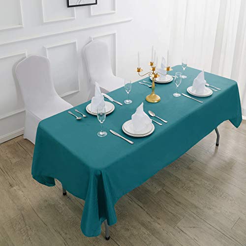 Cupuamon Rectangle Tablecloth 60x102 inch Washable Polyester Fabric Table Cloth for Wedding Party Dining Banquet Decoration（60x102, Teal） by Cupuamon - Used condition - Image 4
