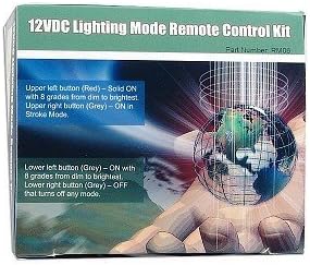 Logisys RM06 Remote Control Kit packaging showing button functions