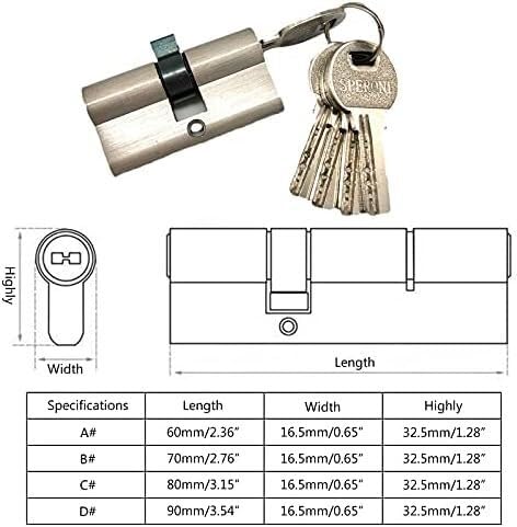 Wkładka bębenkowa, Klucz do cylindra zamka drzwiowego z mosiądzu, różne rozmiary(80cm)