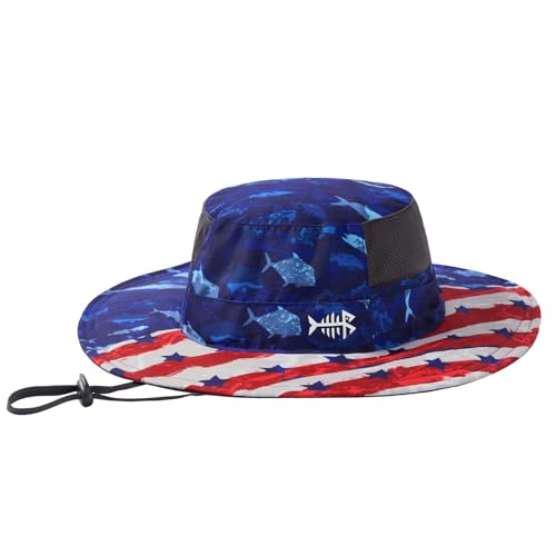 BASSDASH UPF 50+ Fishing Sun Hat Water Resistant Unisex Wide Brim Bucket Boonie Hat for Hiking Camping Safari FH15