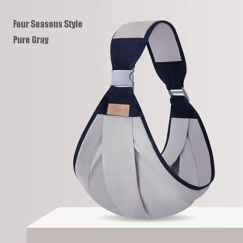 Miniatura 2 de Correa portadora de cadera para bebé, algodón y malla, diseño en forma de M, ajustable 51.9-64.1 pulgadas (gris)