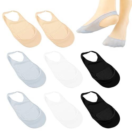 4 Pairs No Show Sling Back Socks, Ultra Low Cut Liner Socks With Sling, Half Sock For Heels