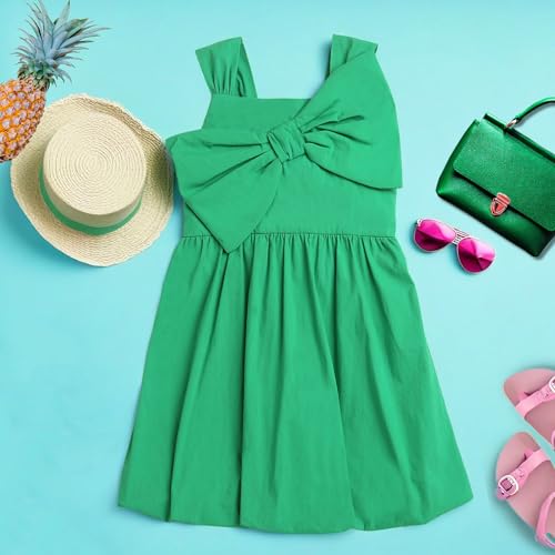 Image of Big Bow Design Sleeveless Dress Girls Summer Frock Clothing