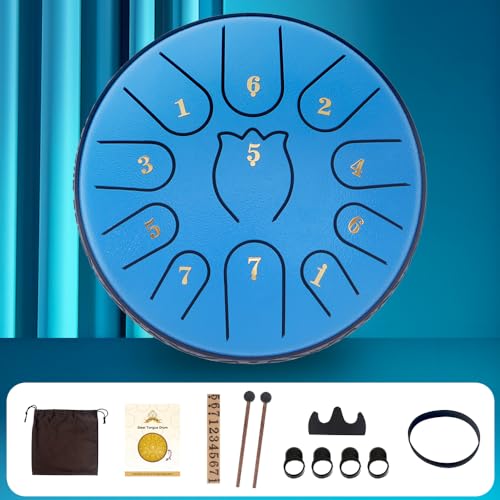 Steel Tongue Drum for Outdoor Garden with Bag and Accessories (Sky Blue)
