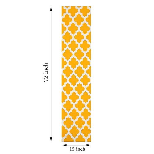 HOMEMONDE Cotton Dining Table Runners 6 Seater 12 x 72 Inches - Centre Table Cloth for Dining Room Tables, Yellow