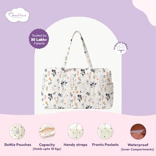 Image of MOM'S HOME New born Baby Organic cotton Travel Bag- Diaper Multipurpose Carry bags for Mothers | Pack -1 |