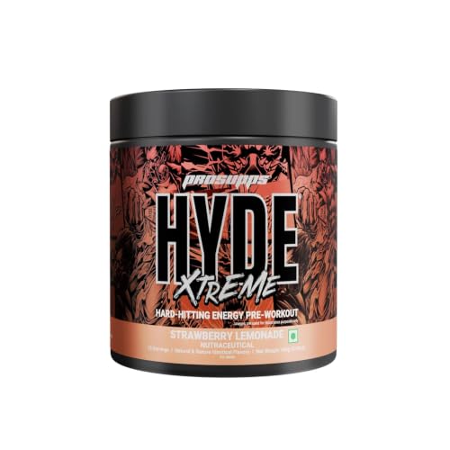 Image of Prosupps HYDE Xtreme Pre-Workout - Strawberry(100g) | 15 Servings | 200mg Caffeine, 2500mg Beta-Alanine & 1000mg Creatine HCL | L-Arginine & L-Tyrosine for Focus | Vitamins B6, B12 & C | Lab Tested