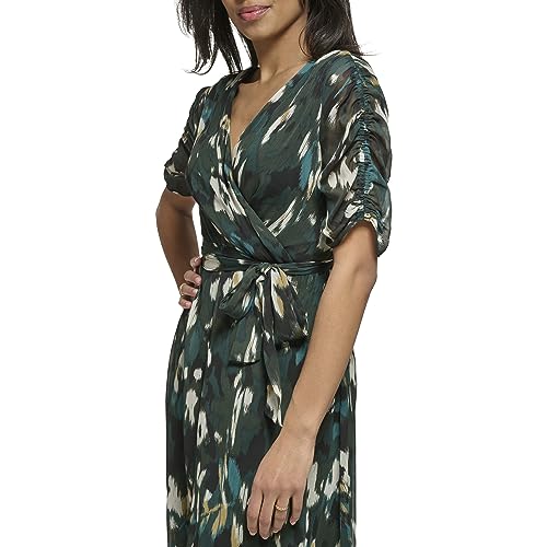 Image of DKNY womens 3 /4th Sleeve Faux Wrap Dress