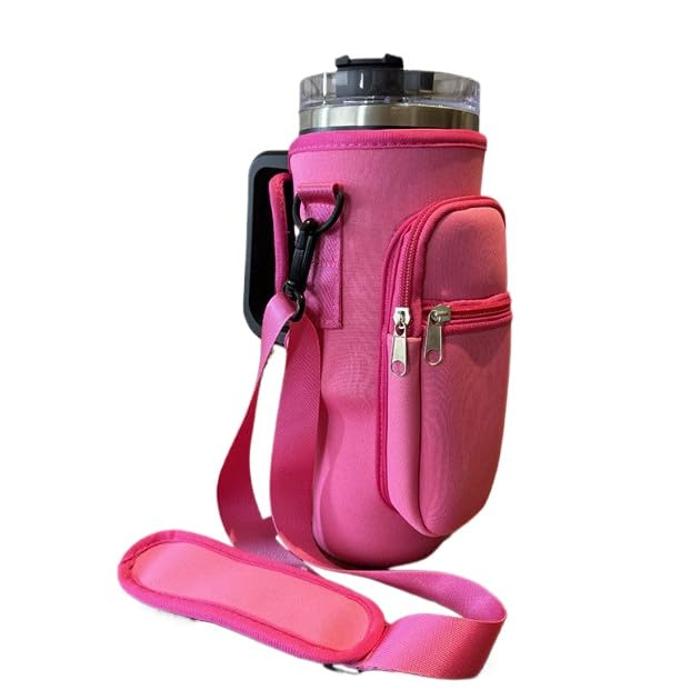 Porta Garrafa De Água Bolsa Manga Com 2 Bolsos E Alça Ajustável1200ml(rosa)