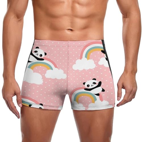 Boxer de bain homme panda arc-en-ciel slip de natation stretch