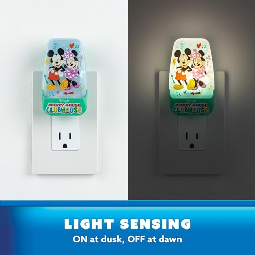 Image of Disney Mickey Mouse Clubhouse LED Night Lights Plug Into Wall NightLight | for Kids Room Decor Ambient LightingGirls Boys Bedroom Bathroom Light Nursery 86142