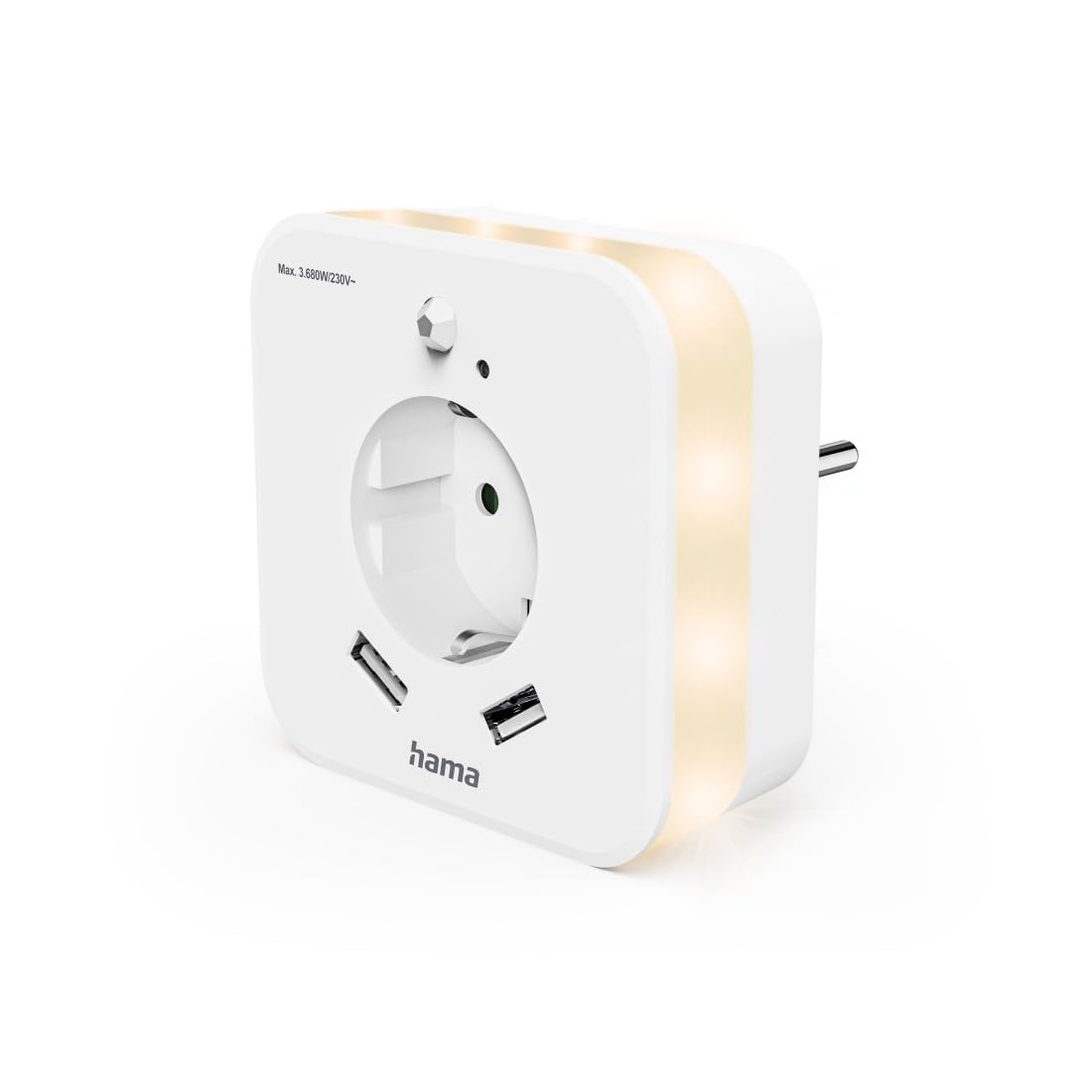 Hama LED-Nachtlicht mit Steckdose + 2 USB-Ausgänge + Bewegungsmelder + Lichtsensor