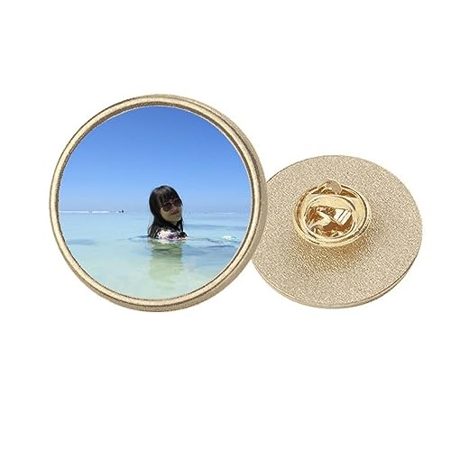 Broche ronde vague Ellie Yao métal doré taille M pour customiser un vêtement