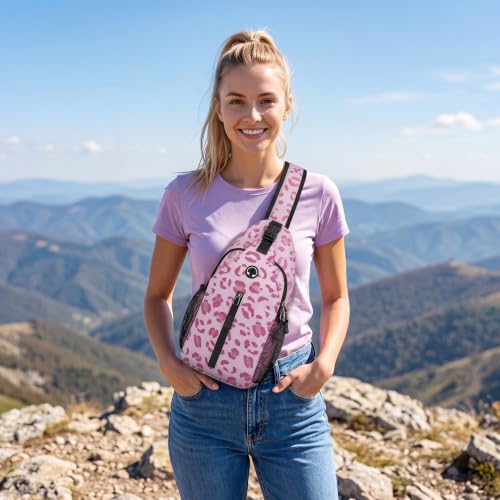 Image of Leopard Print Sling Bag For Women Men Small Crossbody Bags Mini Water Resistant Casual Chest Bag Backpack Shoulder Daypack For Travel Hiking