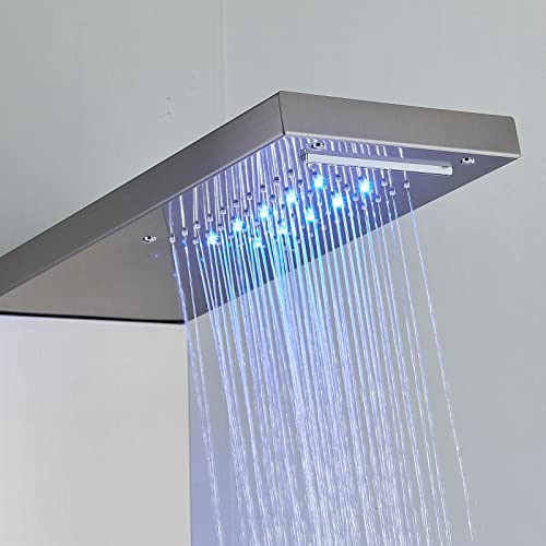 Panel de Ducha LED de Acero Inoxidable con Torre para Lluvia y Masaje miniatura 6