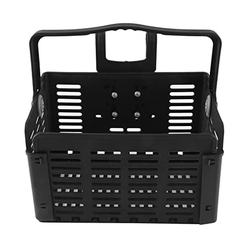 JANZU Cesta trasera plegable para bicicleta, color negro, 31,5 x 22,5 x 20,5 cm (abierta), cestas universales para bicicleta, almacenamiento de bicicletas