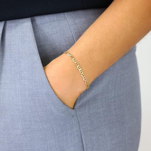 Nuragold 10K Real Yellow Gold Solid Mariner Chain Anchor Link Bracelet 7"-9" (2.5mm-9mm) Italian Jewelry for Men & Women3